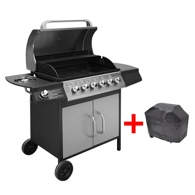 Laden Sie das Bild in Galerie -Viewer, Vidaxl gasbarbecue 6+1 kookzone zwart en zilver
