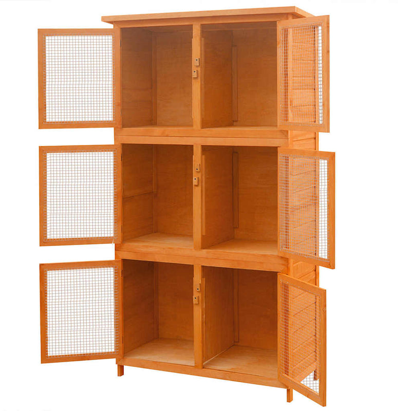 Load image into Gallery viewer, Vidaxl dierenhok 6 kamers hout
