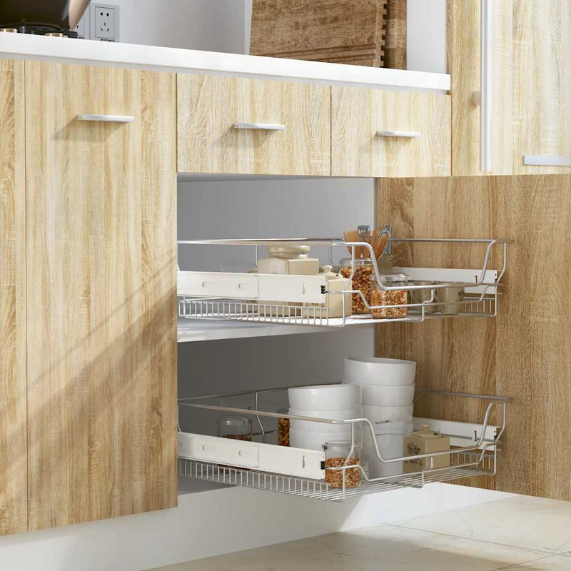 Load image into Gallery viewer, Vidaxl draadmanden uittrekbaar 2 st 600 mm zilverkleurig
