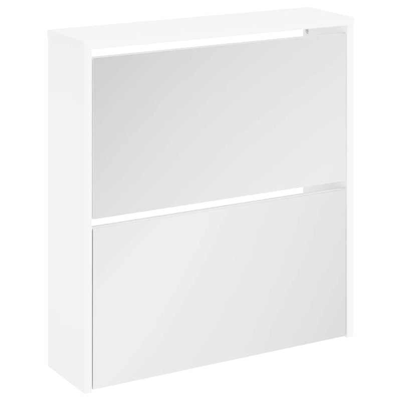 Load image into Gallery viewer, Vidaxl schoenenkast tweelaags met spiegel 63x17x67 cm wit
