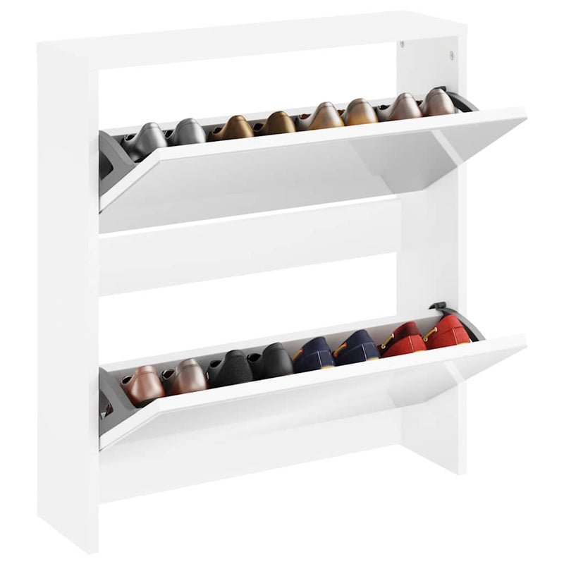 Load image into Gallery viewer, Vidaxl schoenenkast tweelaags met spiegel 63x17x67 cm wit
