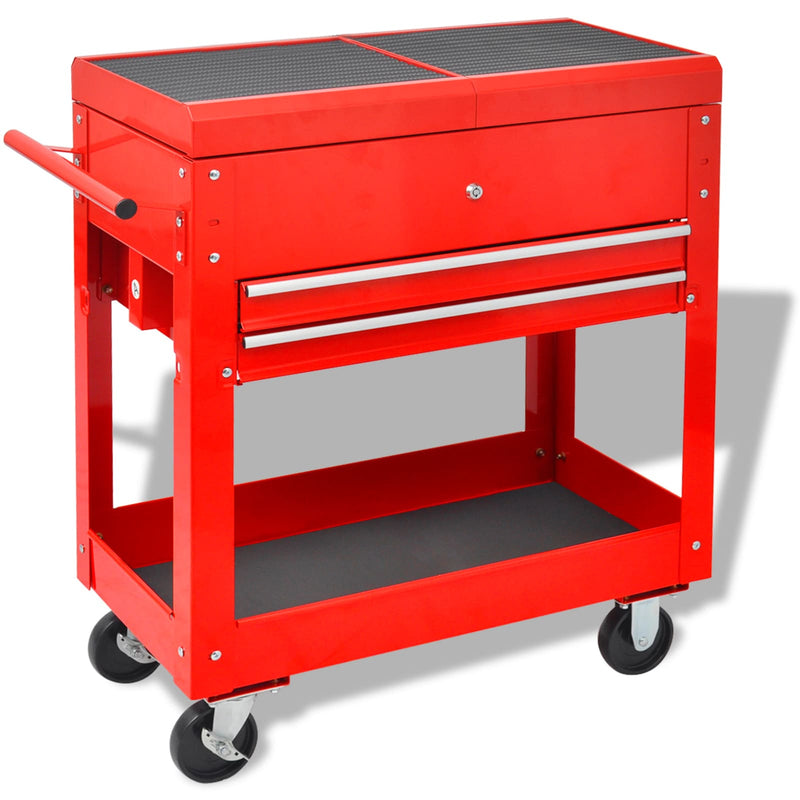 Laden Sie das Bild in Galerie -Viewer, Vidaxl gereedschapswagen rood 70.5 x 37 x 71 cm staal
