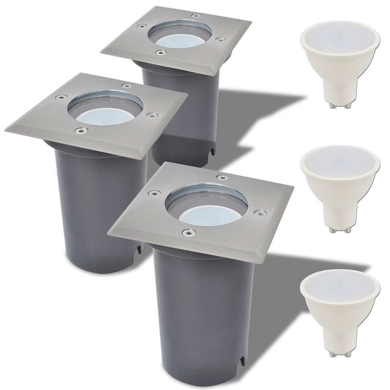 Chargez l'image dans la visionneuse de la galerie, Vidaxl led-grondspots buiten 3 stuks vierkant

