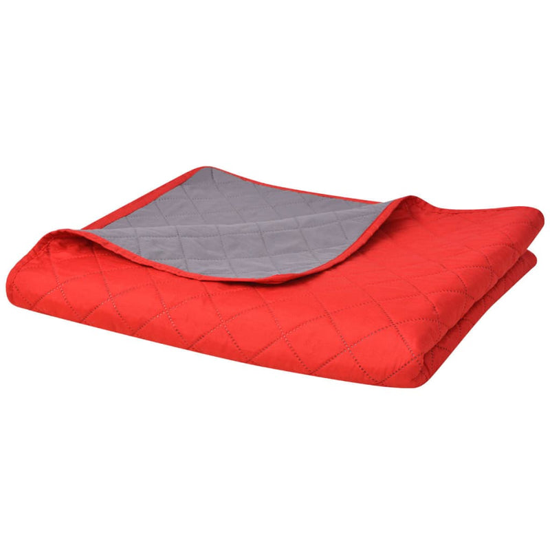 Load image into Gallery viewer, Vidaxl dubbelzijdige quilt bedsprei rood en grijs 170x210 cm
