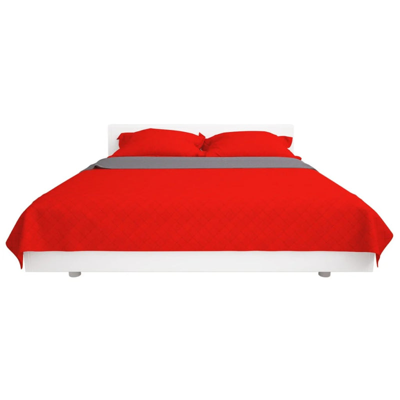 Load image into Gallery viewer, Vidaxl dubbelzijdige quilt bedsprei rood en grijs 230x260 cm
