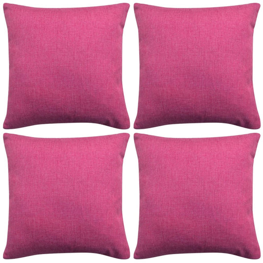 VidaXL Kussenhoezen 4 stuks linnen look roze 80x80 cm