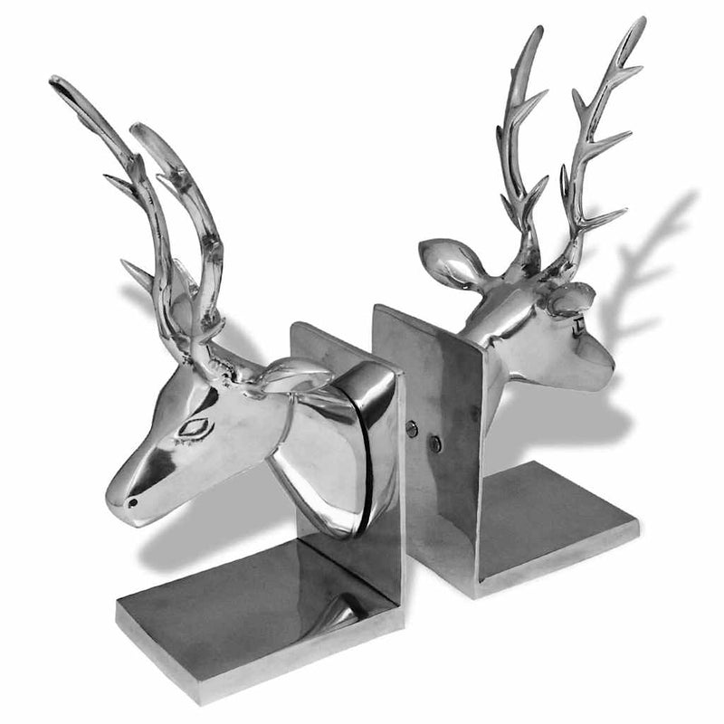 Chargez l'image dans la visionneuse de la galerie, Vidaxl boekensteunen herten 2 stuks aluminium zilver
