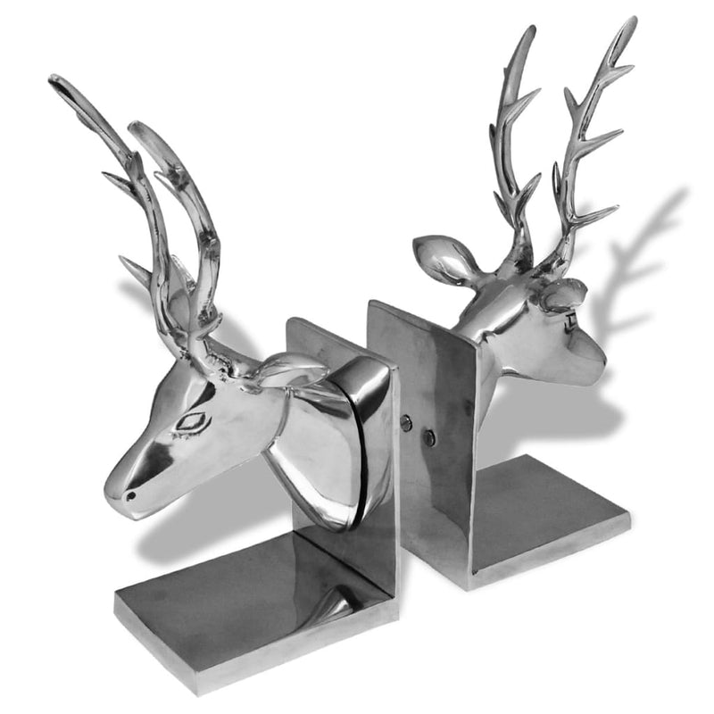 Load image into Gallery viewer, Vidaxl boekensteunen herten 2 stuks aluminium zilver
