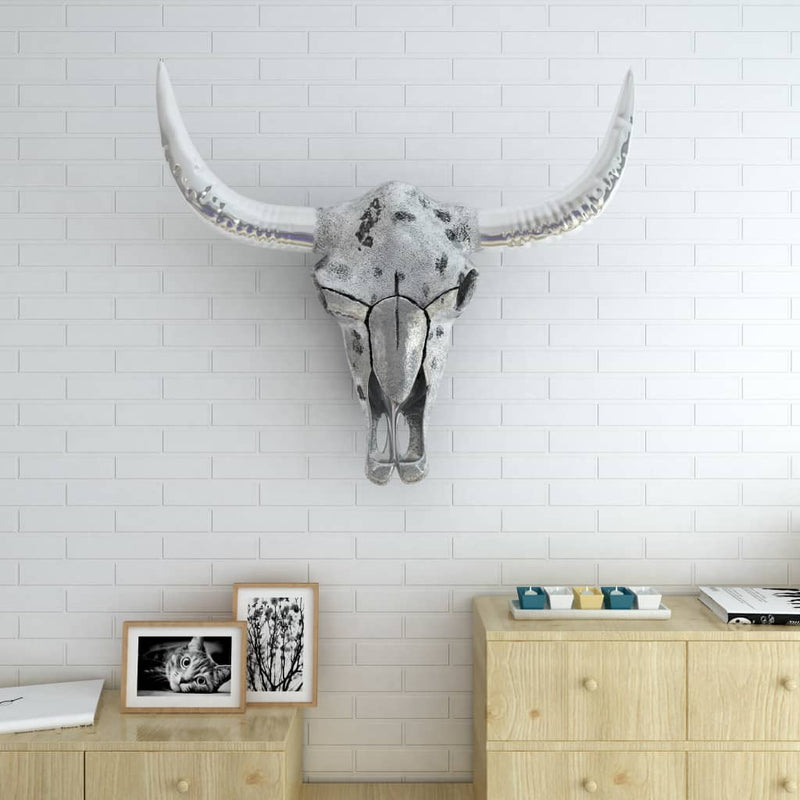 Load image into Gallery viewer, Vidaxl schedel muurdecoratie aluminium zilver
