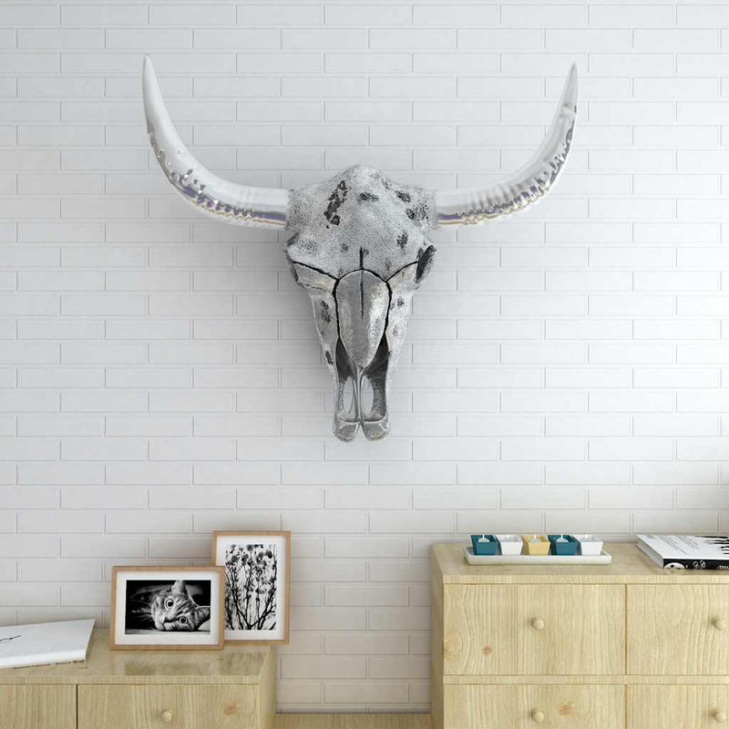 Chargez l'image dans la visionneuse de la galerie, Vidaxl schedel muurdecoratie aluminium zilver

