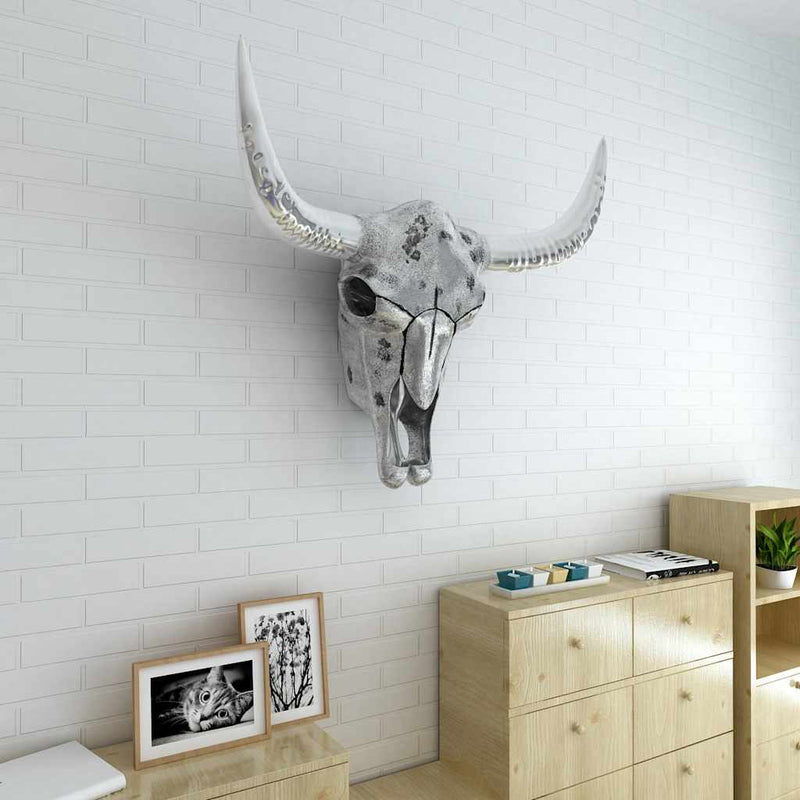 Chargez l'image dans la visionneuse de la galerie, Vidaxl schedel muurdecoratie aluminium zilver
