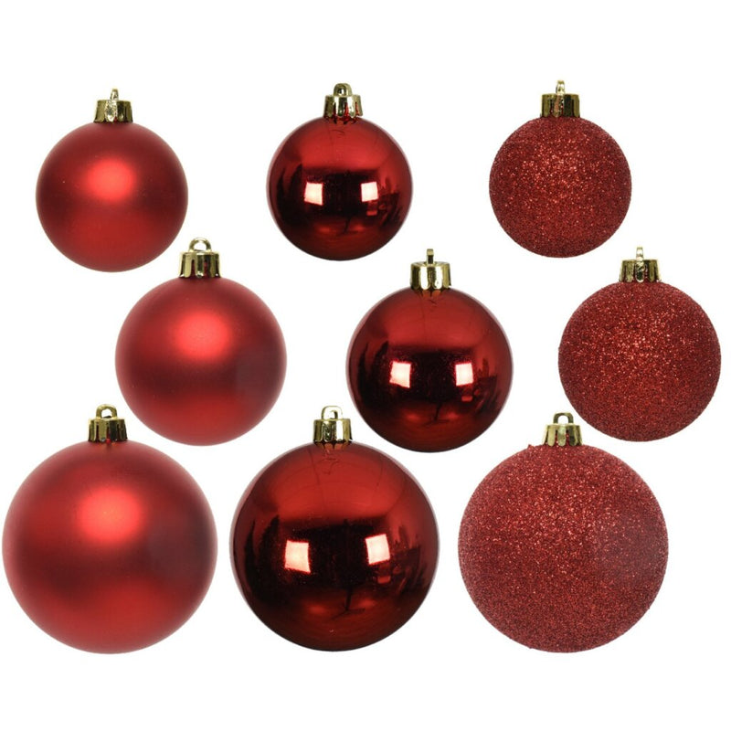 Load image into Gallery viewer, Decoris Decoris Kerstballen Kunststof 6-8-10 cm Rood 26 Stuks
