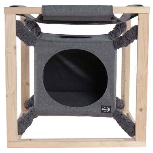 Quapas! kattenbed met hangmat catcube m 54x54x54 cm grijs