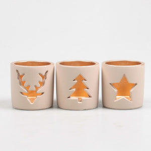 Season inspired decoration theelichthouder crã¨me 8,5x8,5x8,5cm