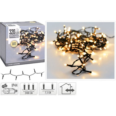 S.i.a. led verlichting 320leds 240 cm warm wit licht zwart