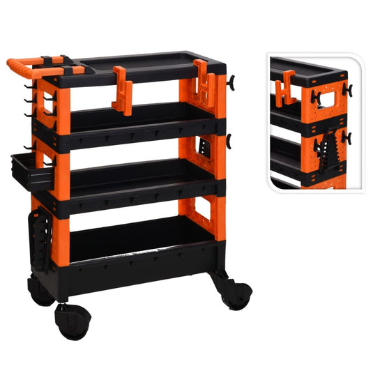 Fx-tools gereedschapswagen 4-laags zwart en oranje