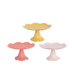 Decoris schaal op voet bloem ijzer ã˜20xh10cm 3 assorti