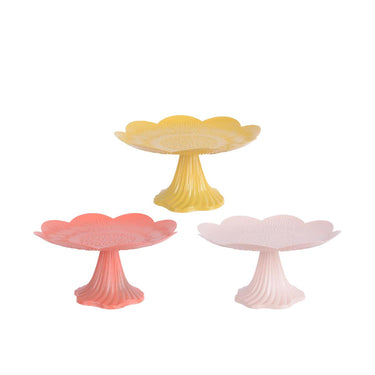 Decoris schaal op voet bloem ijzer ã˜20xh10cm 3 assorti