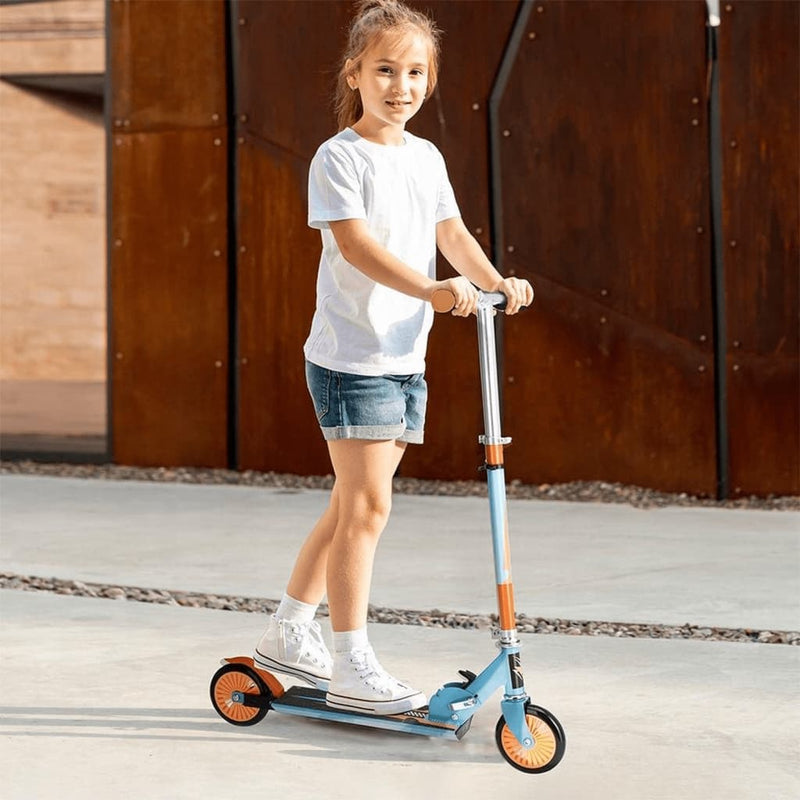 Load image into Gallery viewer, Xq max step inklapbaar met voetrem blauw en oranje
