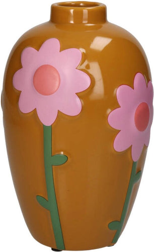 Diversen vaas bloemen multi 13x13x20cm