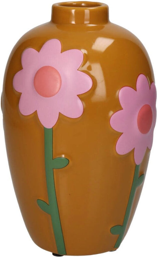 Diversen vaas bloemen multi 13x13x20cm