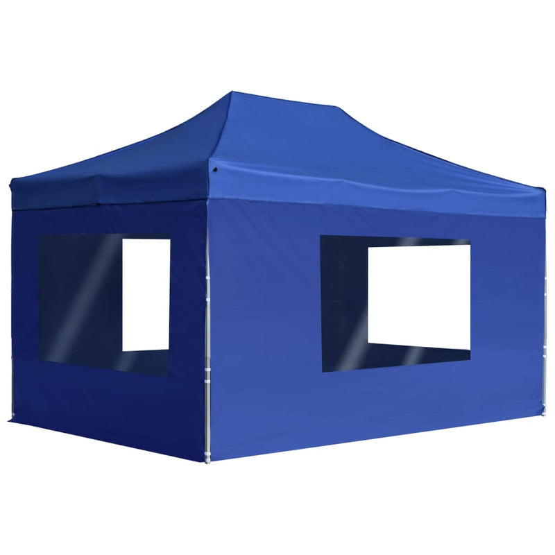 Load image into Gallery viewer, Vidaxl partytent inklapbaar met wanden 4,5x3 m aluminium blauw

