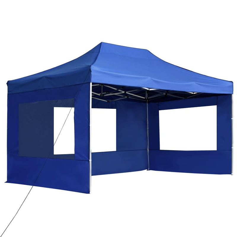 Load image into Gallery viewer, Vidaxl partytent inklapbaar met wanden 4,5x3 m aluminium blauw
