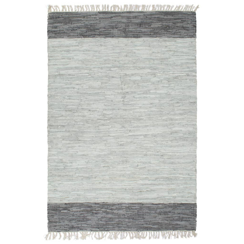 Load image into Gallery viewer, VidaXL Vloerkleed chindi handgeweven 160x230 cm leer grijs
