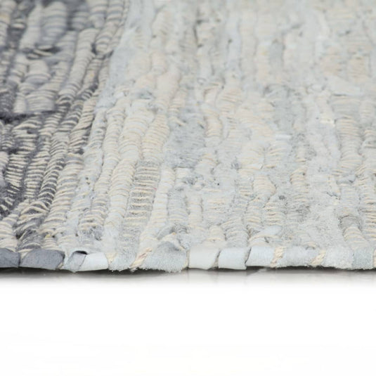 VidaXL Vloerkleed chindi handgeweven 160x230 cm leer grijs