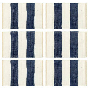 VidaXL Placemats 6 st chindi gestreept 30x45 cm blauw en wit
