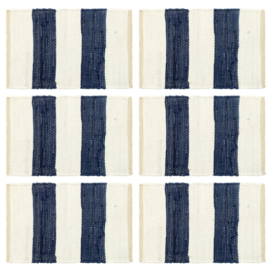 VidaXL Placemats 6 st chindi gestreept 30x45 cm blauw en wit