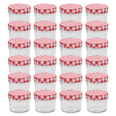 Vidaxl jampotten met wit met rode deksels 24 st 110 ml glas