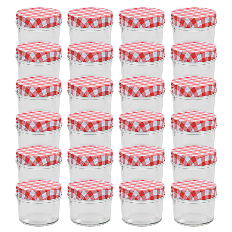 Load image into Gallery viewer, Vidaxl jampotten met wit met rode deksels 24 st 110 ml glas
