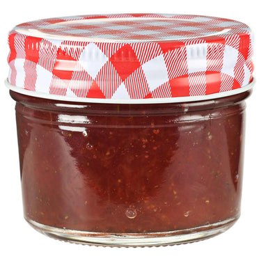 Vidaxl jampotten met wit met rode deksels 24 st 110 ml glas