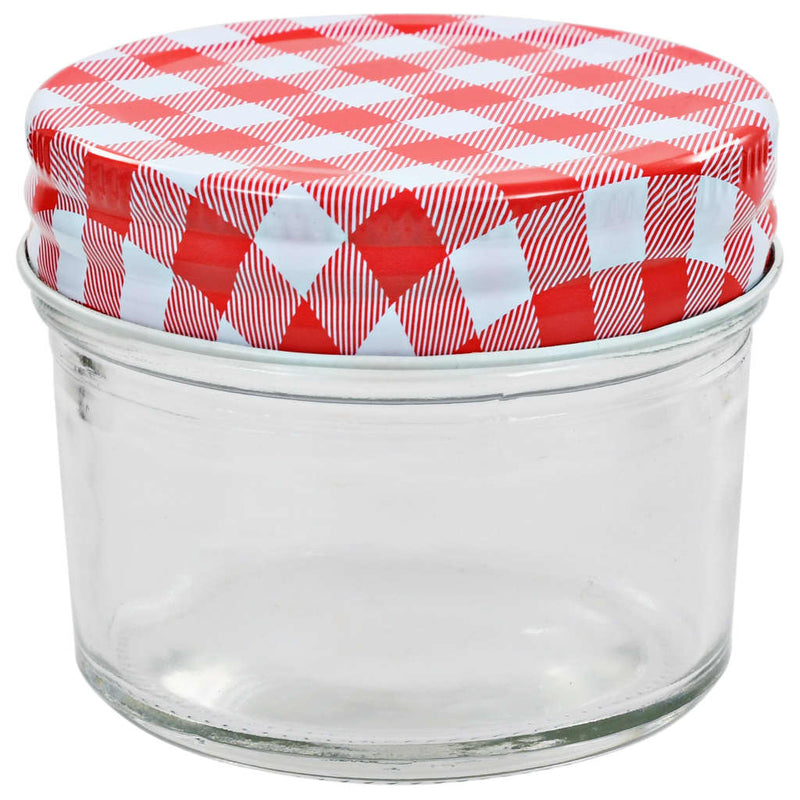 Load image into Gallery viewer, Vidaxl jampotten met wit met rode deksels 24 st 110 ml glas
