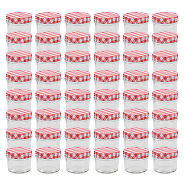 Vidaxl jampotten met wit met rode deksels 48 st 110 ml glas