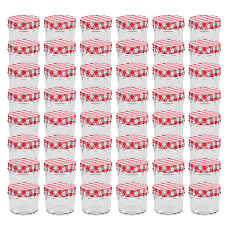Load image into Gallery viewer, VidaXL Jampotten met wit met rode deksels 48 st 110 ml glas
