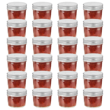 Vidaxl jampotten met zilverkleurige deksels 24 st 110 ml glas
