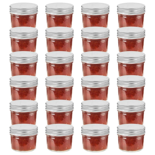 Vidaxl jampotten met zilverkleurige deksels 24 st 110 ml glas