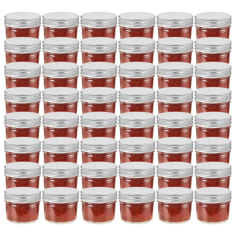ギャラリービューアに画像をロードする, Vidaxl jampotten met zilverkleurige deksels 48 st 110 ml glas
