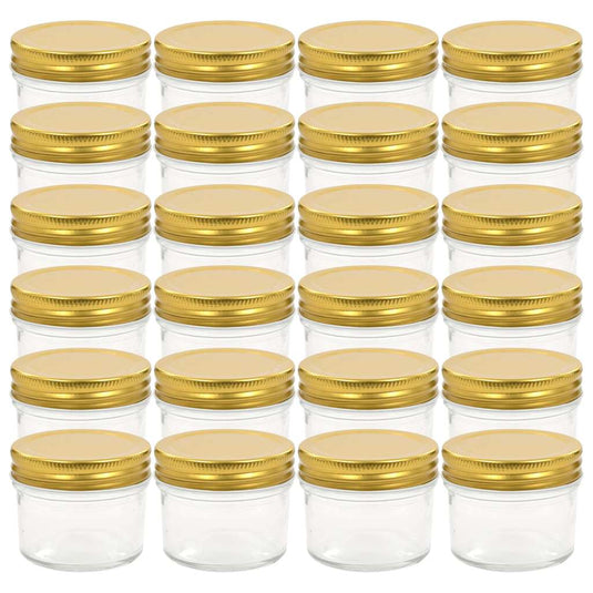 VidaXL Jampotten met goudkleurige deksels 24 st 110 ml glas