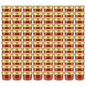 Vidaxl jampotten met goudkleurige deksels 96 st 110 ml glas