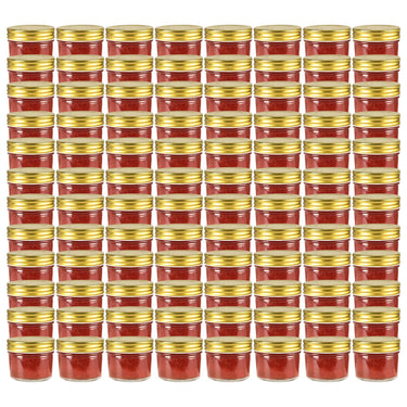 Vidaxl jampotten met goudkleurige deksels 96 st 110 ml glas
