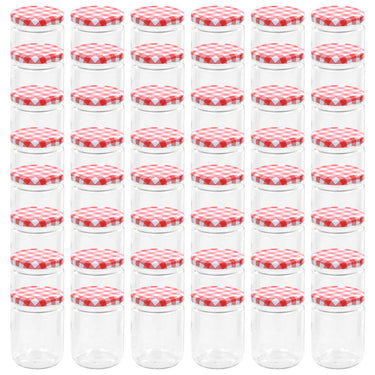 Vidaxl jampotten met wit met rode deksels 48 st 230 ml glas