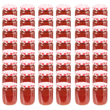 Vidaxl jampotten met wit met rode deksels 48 st 230 ml glas