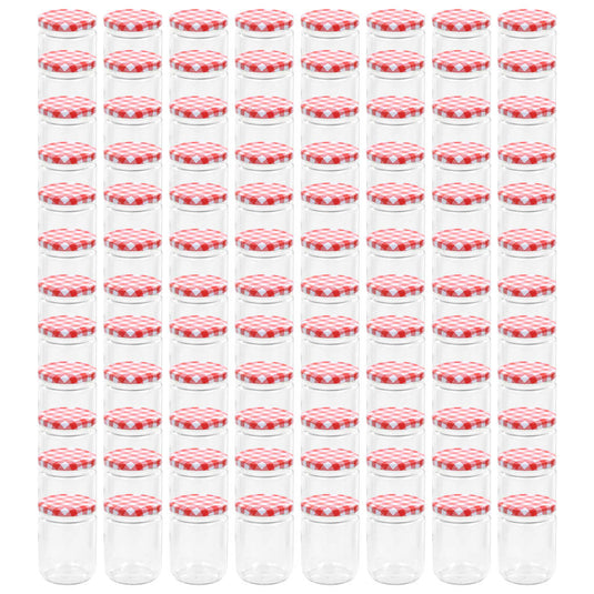 Vidaxl jampotten met wit met rode deksels 96 st 230 ml glas