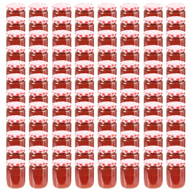 Vidaxl jampotten met wit met rode deksels 96 st 230 ml glas