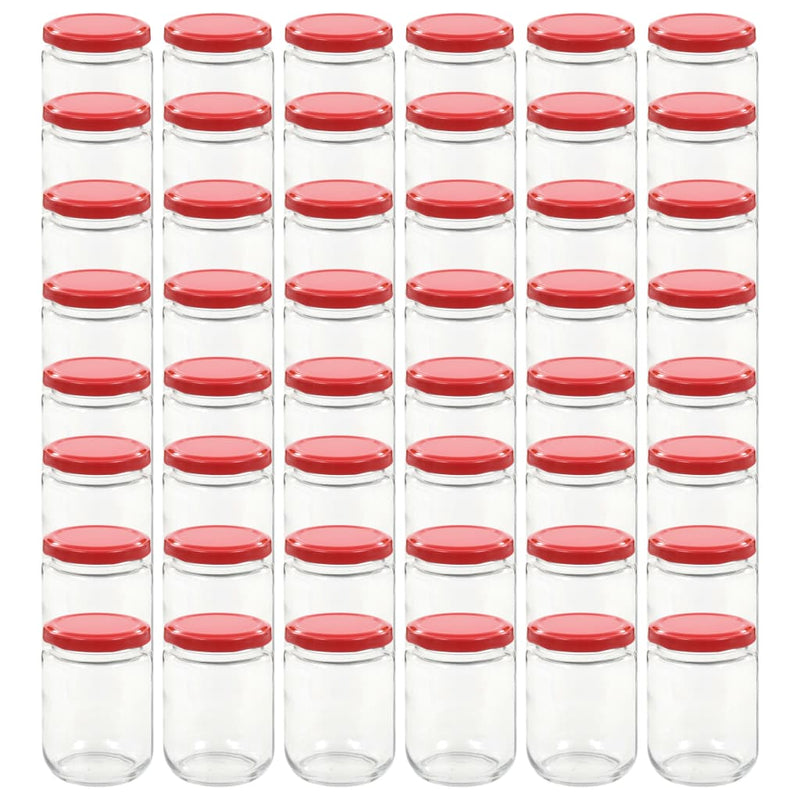 Load image into Gallery viewer, Vidaxl jampotten met rode deksels 48 st 230 ml glas
