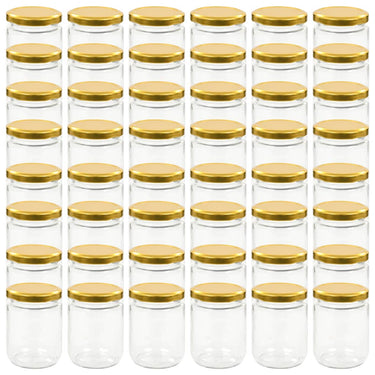 Vidaxl jampotten met goudkleurige deksels 48 st 230 ml glas