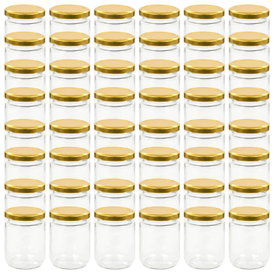 VidaXL Jampotten met goudkleurige deksels 48 st 230 ml glas